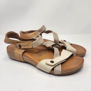 Taos Universe Z Strap Comfort Sandal Women Size 41 US 10 Tan Leather Cork Insole